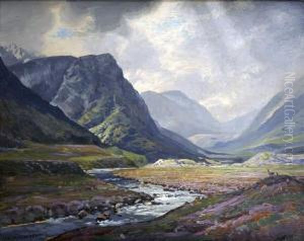 In Glen Deeabove Braemar, Larig Gru Oil Painting by George Melvin Rennie