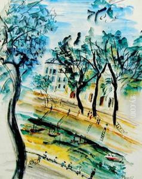 Bulwar Paryski Oil Painting by Irena Hassenberg Reno