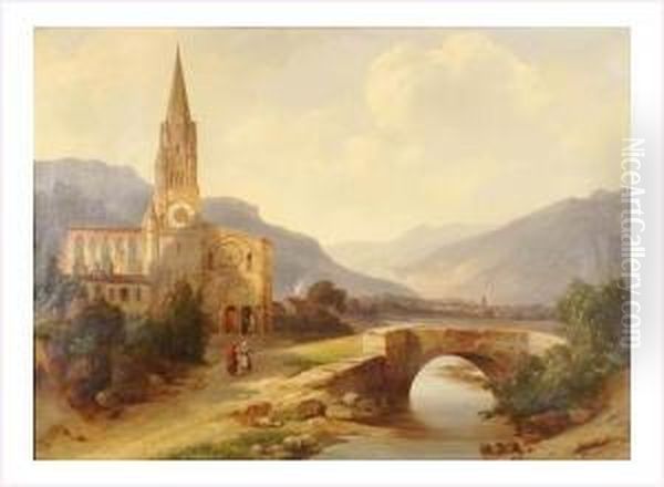 Eglise Pres Du Pont Oil Painting by Charles Renoux