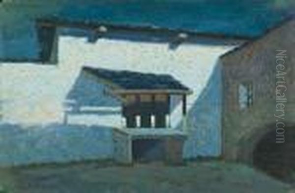 Effetti Di Luna Sui Caseggiati Oil Painting by Don Angelo Rescalli