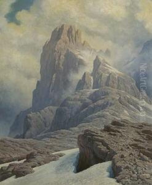 Gipfellandschaft In Den
 Dolomiten Oil Painting by Rudolf Reschreiter