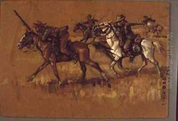 Mounted Boers in Action Oil Painting by C. Dixon
