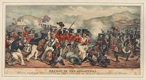 Defeat of Ashantees by the British forces under the command of Colonel Sutherland Oil Painting by Denis Dighton