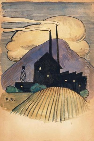 Fabricas A Las Faldas Del Cerro Oil Painting by Fermin Revueltas