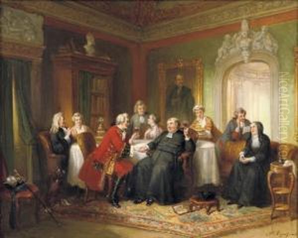 Op Het Heil Van Kerk En Staat: A Merry Toast Oil Painting by Hendricus Engelbertus Reijntjens