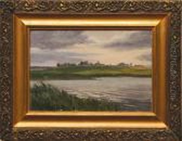 Pejzaz Z Rzeka Oil Painting by Mieczyslaw Reyzner