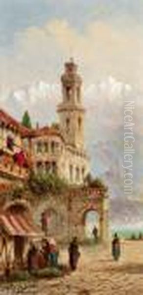 An Einem Italienischen See Oil Painting by Felice A. Rezia