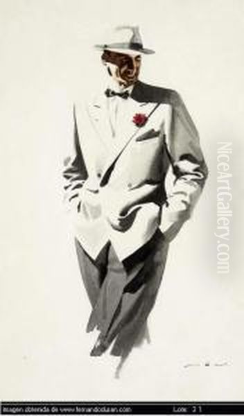 Un Galan Americano Oil Painting by Federico Ribas Montenegro