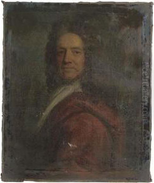 Portrait Of A Gentleman, Presumably Of The Mostyn Family, Bust-length, In A Brown Cloak Oil Painting by Jonathan Richardson