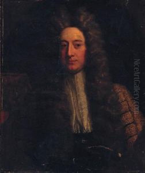 Portrait Of Lord Chancellor William Cowper Oil Painting by Jonathan Richardson