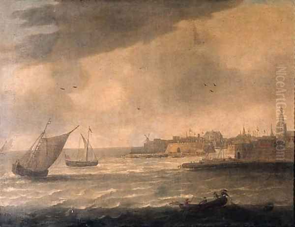 A view of Flushing from the Schelde Oil Painting by Hieronymus Van Diest