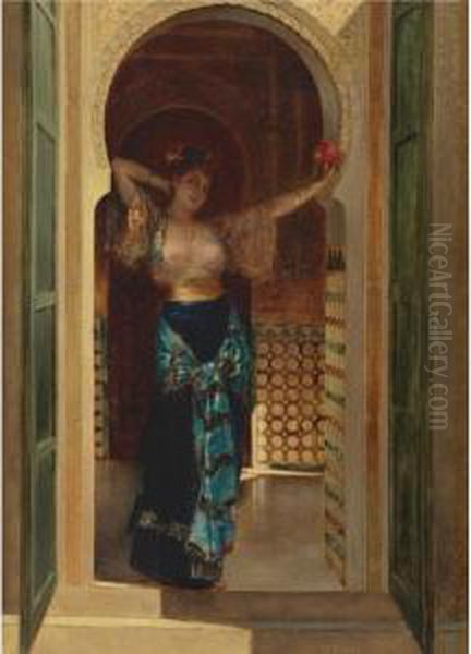 At Her Ease, Grenada Oil Painting by Edouard Frederic Wilhelm Richter