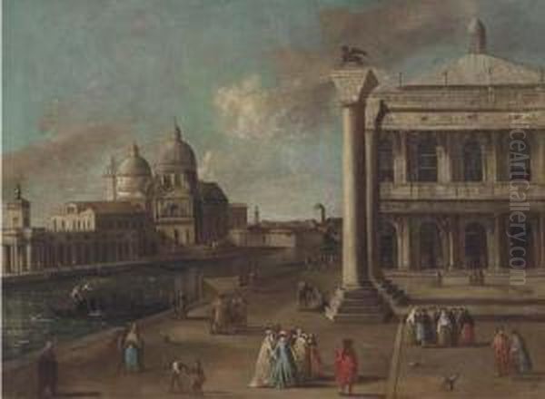 The Piazzetta, Venice, Looking 
Towards The Libreria And Theentrance To The Grand Canal, With The Dogana
 And Santa Maria Dellasalute Oil Painting by Johann Richter