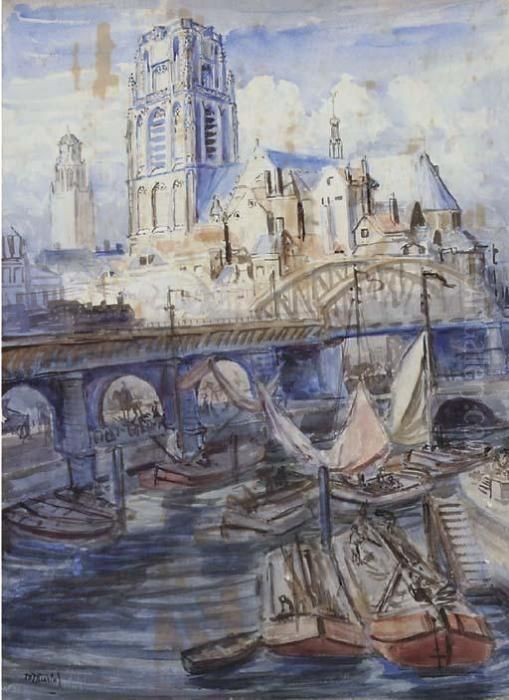 The Laurens Church, Rotterdam Oil Painting by Marius J. Richters