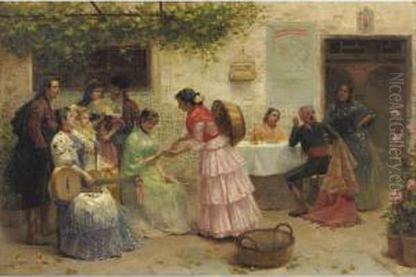 The Palm Reader Oil Painting by Jose Rico Y Cedujo