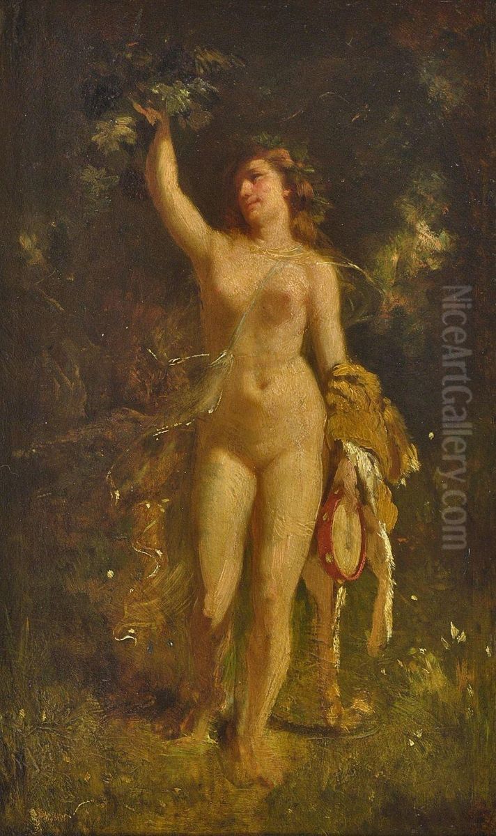 Nymphe Mit Tambourin Oil Painting by Leon Louis Antoine Riesener