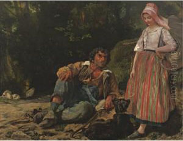 Sold By The Los Angeles County Museum Of Art To Benefit Future Acquisitions
 

 
 
 

 
 The Shepherd And The Shepherdess Oil Painting by Leon Louis Antoine Riesener