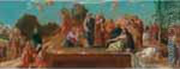 La Vie De La Vierge, Projet De Decor Pour L'hospice De Charenton Oil Painting by Leon Louis Antoine Riesener