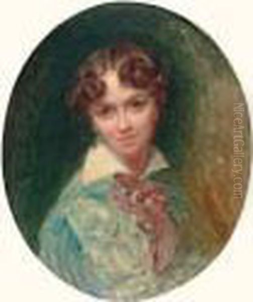 Portrait Presume D'une Des Filles De L'artiste, Louise Oil Painting by Leon Louis Antoine Riesener
