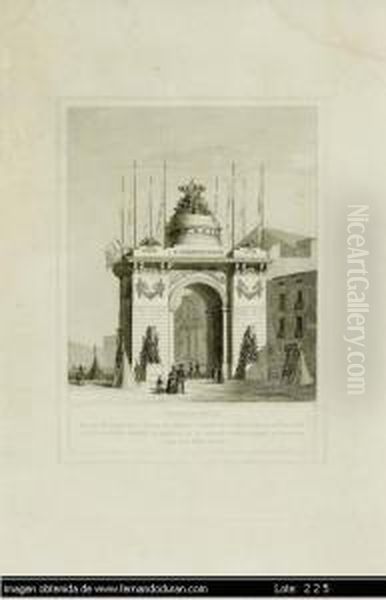 Perspectiva Del Arco Del Triunfo Que El 
Ejercito De Cataluna Al Mando Del Ecsmo. Oil Painting by Luis Rigalt
