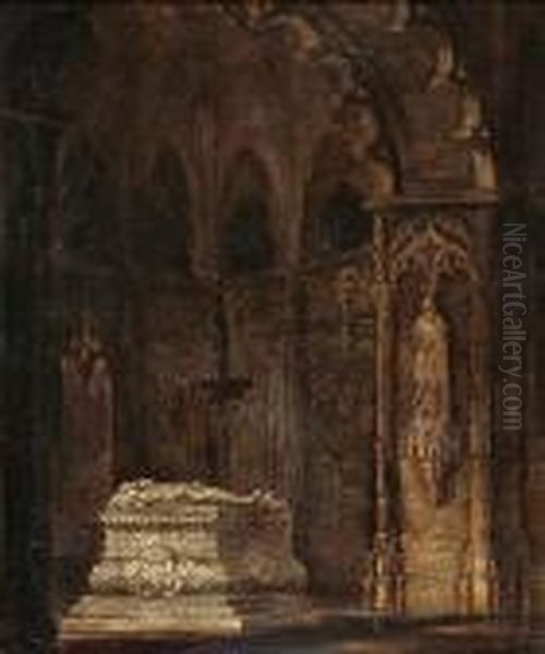 Una Capilla Gotica Oil Painting by Luis Rigalt