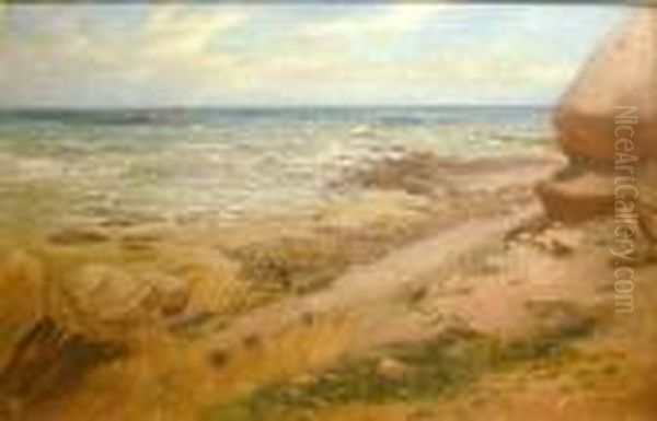 Figures At The Cliff Foot Oil Painting by Ernest Higgins Rigg