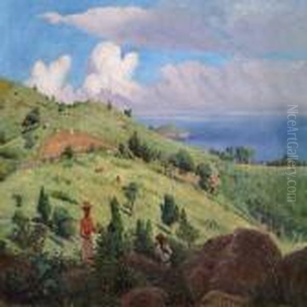 From The North Side Of Stthomas Oil Painting by Andreas Christian Riis Carstensen