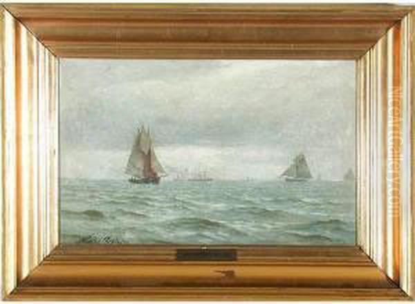 Carstensen, Danish Ship Painting Oil Painting by Andreas Christian Riis Carstensen