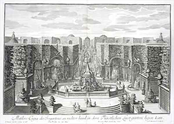German watergarden from Furstlicher Baumeister Oil Painting by Paul (the Elder) Decker