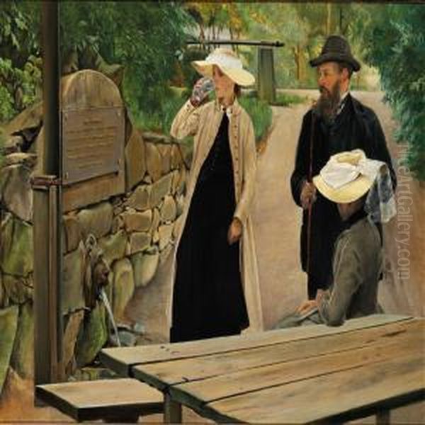 Kilden Ved Mogenstrup Oil Painting by Laurits Andersen Ring