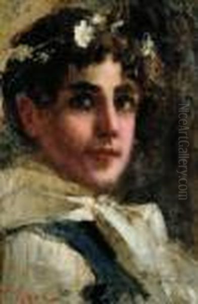 La Prima Comunione Oil Painting by Virgilio Ripari