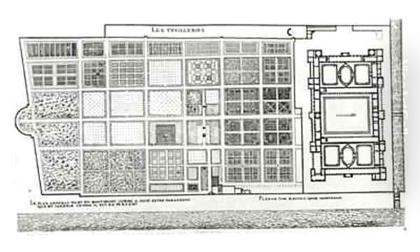Plan of the Palace and Garden of the Tuileries in Paris in the 16th century Oil Painting by J. Androuet (du Cerceau) Ducerceau