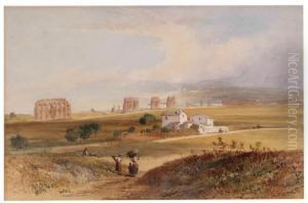 Scorcio Acquedotto Romano Configure Oil Painting by Henry Parsons Riviere