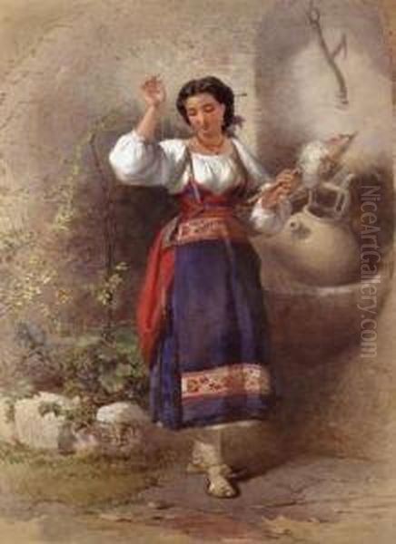 Italian Girl Oil Painting by Henry Parsons Riviere