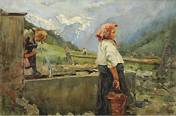 Lavandaia Oil Painting by Emilio Rizzi