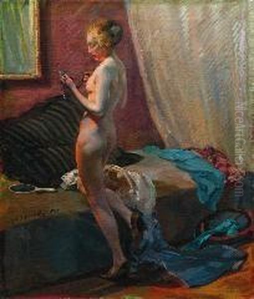 Nudo Di Donna In Un Interno (quel Bijou) Oil Painting by Emilio Rizzi