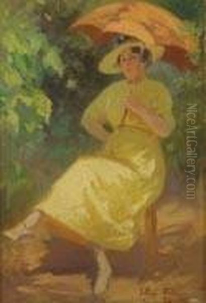 Dama Con Ombrellino Oil Painting by Emilio Rizzi