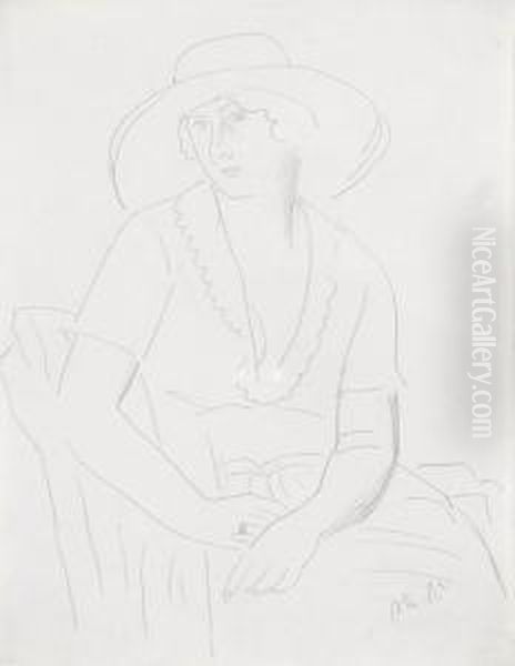 Sitzende Frau Mit Hut. Oil Painting by Theophile Paul Robert