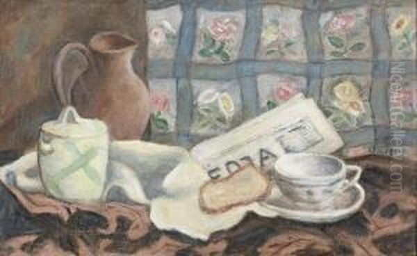 Stillleben Mit Morgendlich Gedecktem Tisch. Oil Painting by Theophile Paul Robert