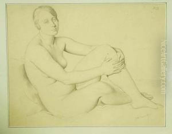 Femme Nue Assise Oil Painting by Theophile Paul Robert