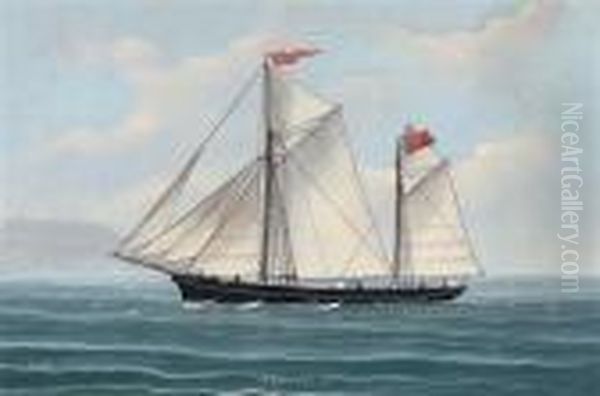 The Schooner 
Hero 
 Of Jersey Under Full Sail In The Mediterranean; And The Schooner 
Hero 
 Of Jersey Reefed-down In Heavy Seas Oil Painting by Luigi Roberto