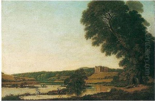 A View Of Slane Castle, The Seat Of Lord Conyngham Oil Painting by Thomas Roberts
