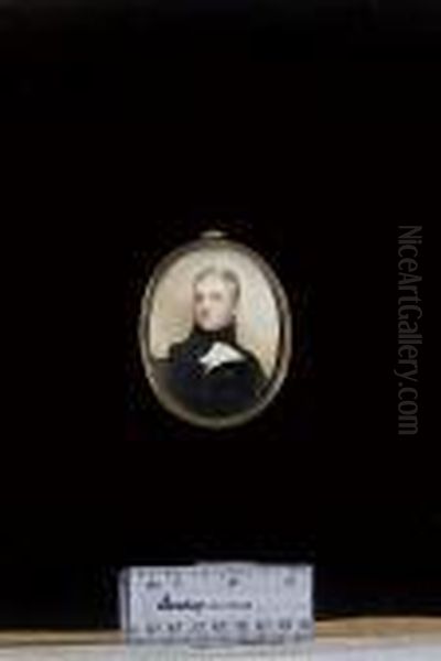 A Naval Officer, Wearing Dark 
Blue Coat With White Facings, Brass Buttons And Gold Epaulette Oil Painting by Andrew Robertson