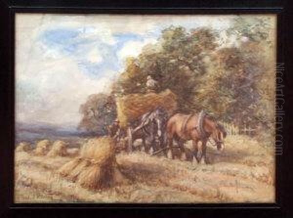 Bringing In The Corn Oil Painting by David Robertson