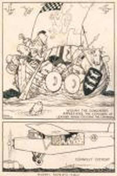 William The Conqueror 
Appreciates The Comforts Of Leather Whencrossing The Channel; And 
Connolly Comfort: History Repeatsitself Oil Painting by William Heath Robinson