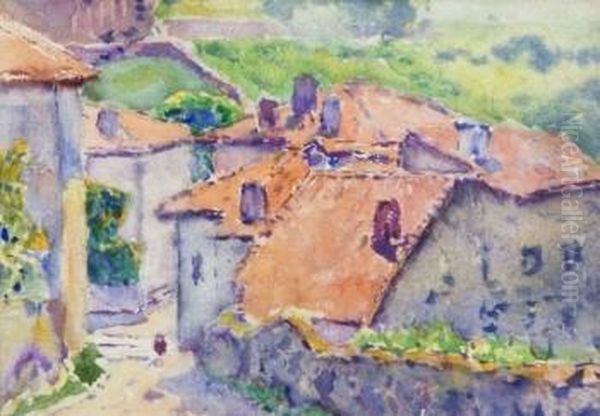 Casas Rurales Oil Painting by Juan Jose Rochelt Y Amann