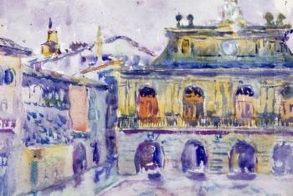 Plaza Mayor Oil Painting by Juan Jose Rochelt Y Amann