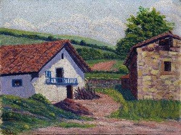 Caserio Oil Painting by Juan Jose Rochelt Y Amann