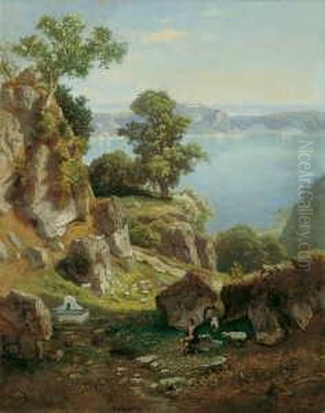 Am Nemisee. Signiert Unten 
Rechts: C. Rodde. Ol Auf Leinwand (doubliert). H 100; B 79 Cm. Oil Painting by Carl Gustav Rodde