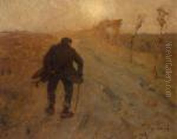 Strolling Farmer Oil Painting by Louis Albert Roessingh